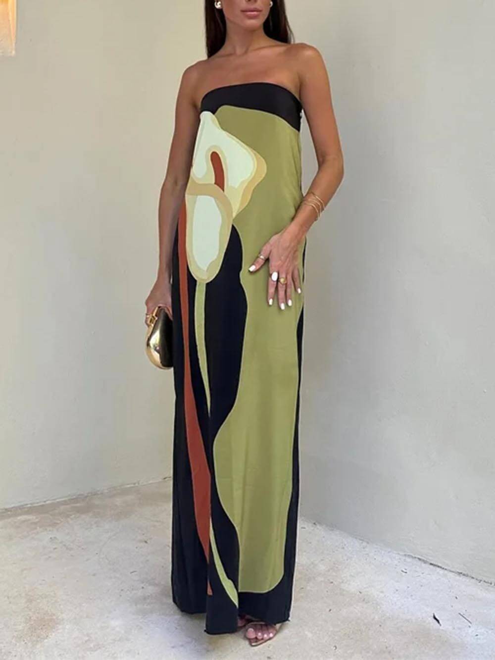 Printed sleeveless maxi dress